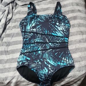 Womens Size LARGE Swim One-Piece Swimsuit - Blue and Black From Swimsuitsforall